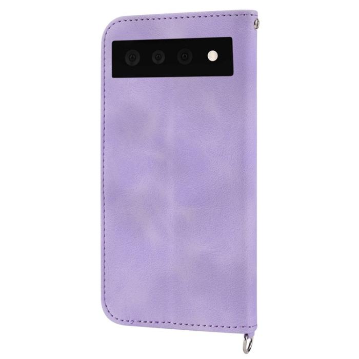 UTGATT1 - Google Pixel 7 Pro Plånboksfodral Imprinted Flower - Lila