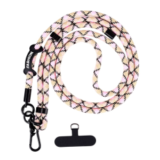 A-One Brand - Crossbody Mobilrem Lanyard Justerbar 7mm - Rosa/Aprikos/Kaffe