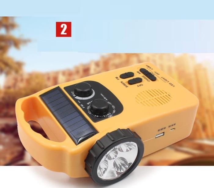 UTGATT5 - Vev-radio 1200mAh Powerbank med Solceller och LED Lampa - Blå