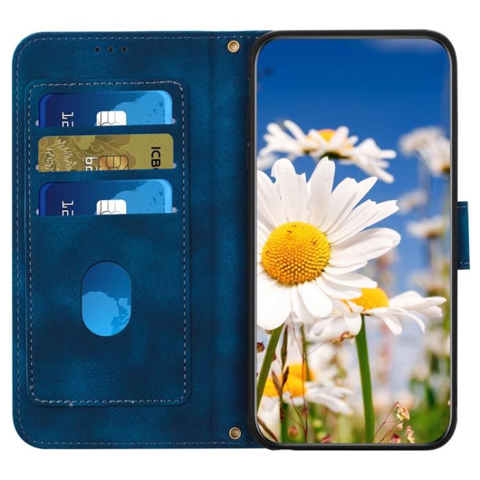 OEM - iPhone 15 Pro Plånboksfodral Flower Pattern - Mörkblå