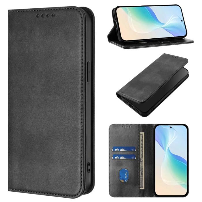 OEM - Samsung Galaxy S26+ Plånboksfodral Retro Textur RFID Skydd Konstläder - Svart