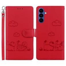 OEM - Mobilskal till Samsung Galaxy S26 / S26 Pro RFID-Skydd KattTPU + Konstl&auml;der R&ouml;d