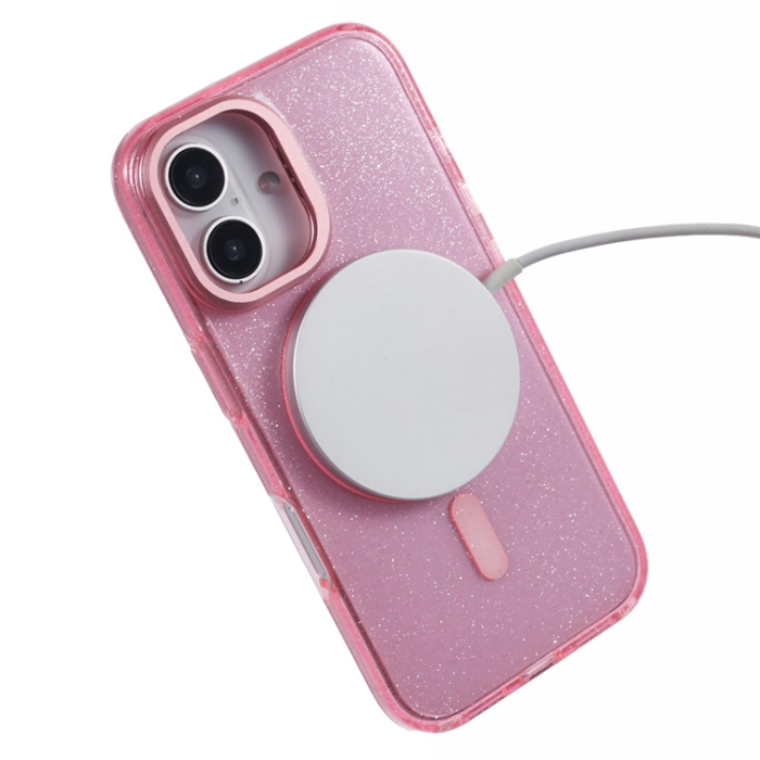 KIGC - KIGC iPhone 16 Mobilskal MagSafe Epoxy Kickstand - Rosa