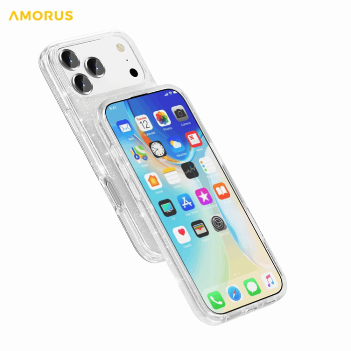 AMORUS - AMORUS Mobilskal till iPhone 17 Pro Max Magsafe Glitter Powder PC + TPU - Vit