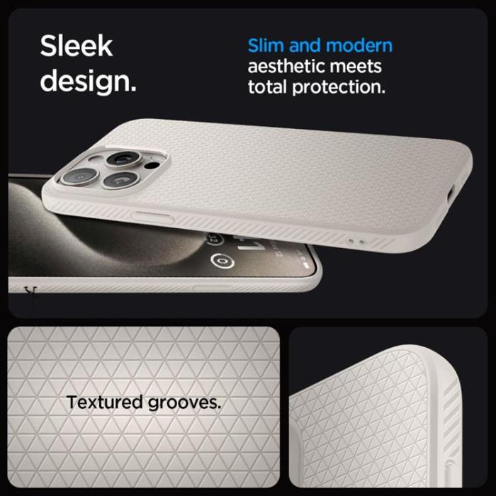 UTGATT - Spigen iPhone 15 Pro Max Mobilskal Liquid Air - Natural Titanium
