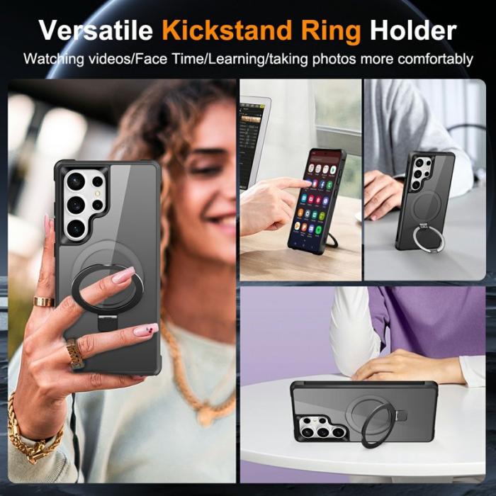 OEM - Mobilskal för Samsung Galaxy S26 Ultra Magnetiskt Ringhållare TPU + PC - Svart