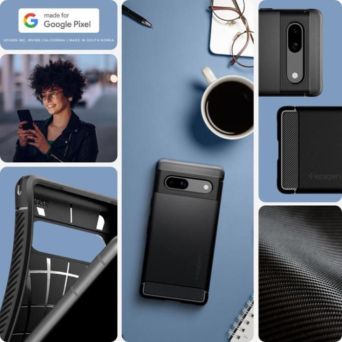 UTGATT - Spigen Google Pixel 7A Mobilskal Rugged Armor - Matte Svart