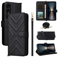 A-One Brand - Sony Xperia 1 VII Plånboksfodral Kickstand med Axelrem - Svart