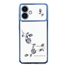 KADEM - KADEM Mobilskal till Samsung Galaxy S26 Edge Blommor Rhinsten TPU - Bl&aring;