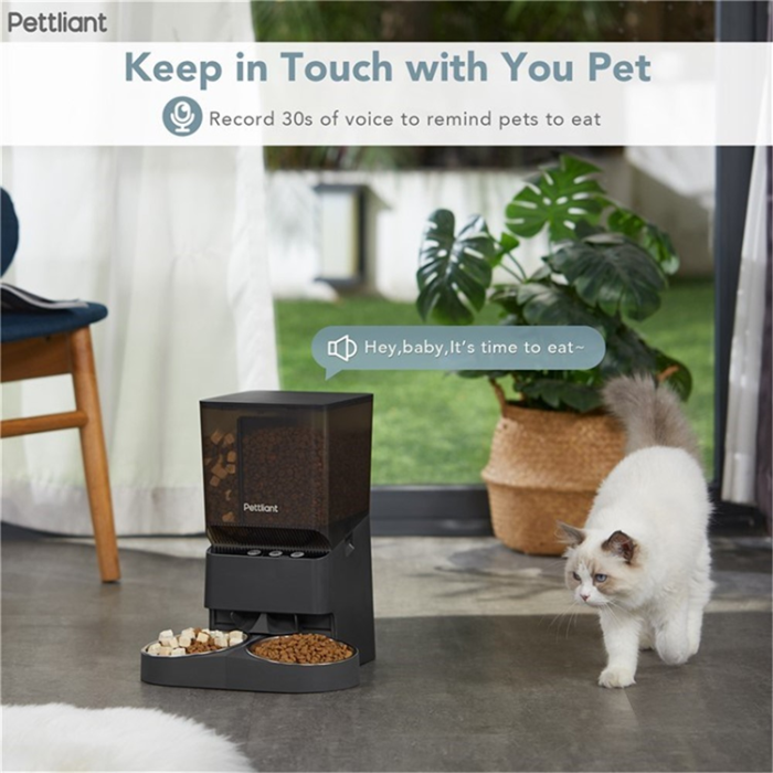 OEM - PETTLIANT Automatisk Kattmatare med Dubbla Skålar, Smart APP-kontroll