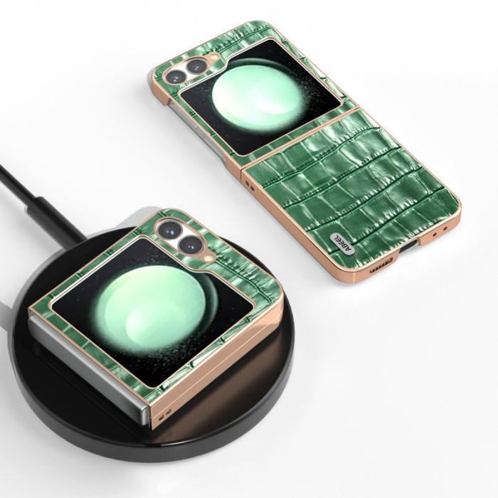 ABEEL - ABEEL Z Flip7 FE 5G Mobilskal i äkta läder TPU Grön