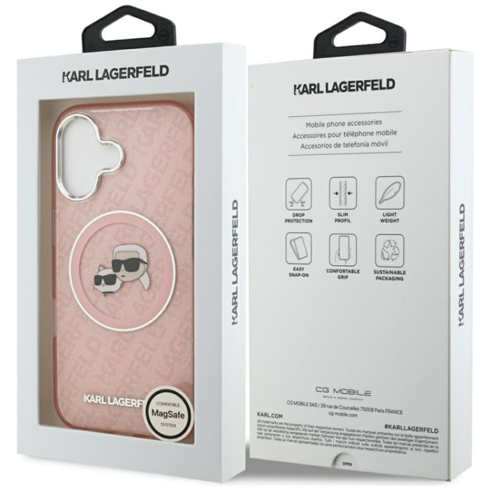 KARL LAGERFELD - Karl Lagerfeld iPhone 17 Mobilskal Magsafe Glitter Karl Och Choupette Heads
