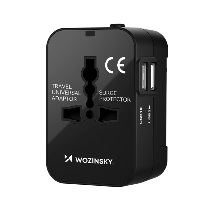 Wozinsky - Wozinsky Universal Reseadapter 24W 2xUSB-A EU/US/AUS/UK- Svart