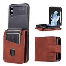 AZNS - AZNS Samsung Galaxy Z Flip4 Pl&aring;nboksfodral Konstl&auml;der Kortfodral - Brun