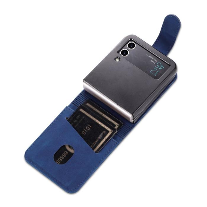 AZNS - AZNS Samsung Galaxy Z Flip4 Plånboksfodral Konstläder Kortfack - Blå