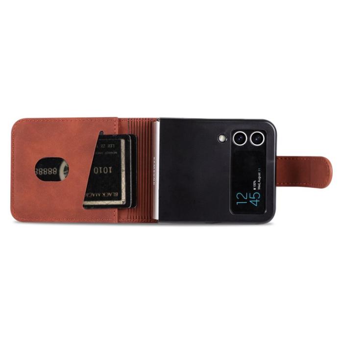 AZNS - AZNS Samsung Galaxy Z Flip4 Plånboksfodral Konstläder Kortfodral - Brun