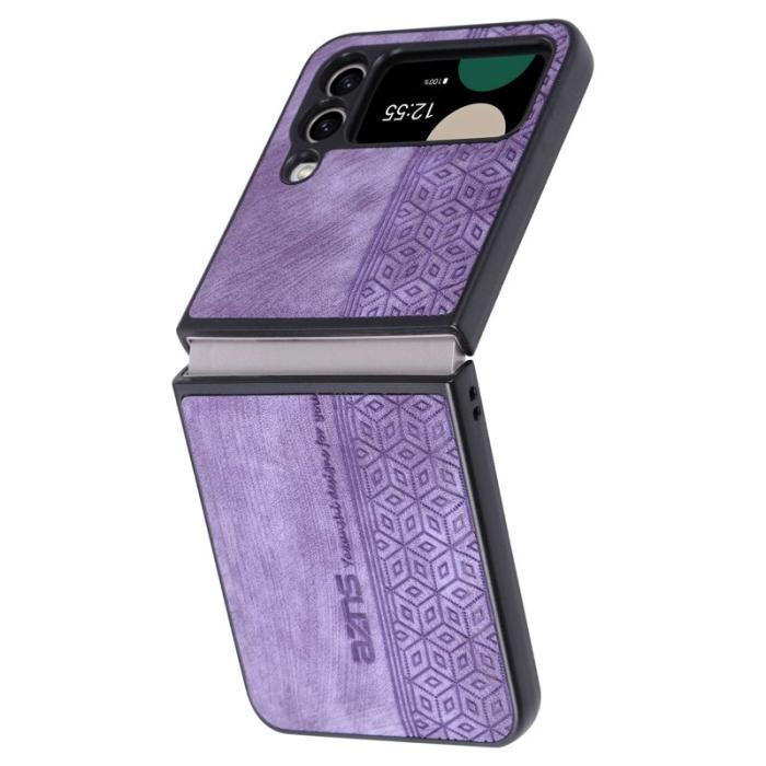 AZNS - AZNS Samsung Galaxy Z Flip4 Fodral KonstLäder - Lila