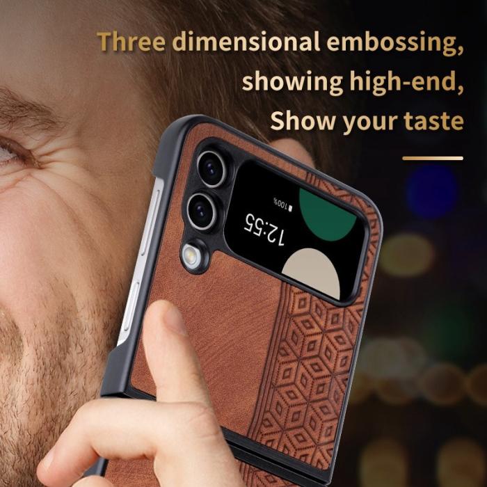 AZNS - AZNS Samsung Galaxy Z Flip4 Fodral KonstLäder - Lila