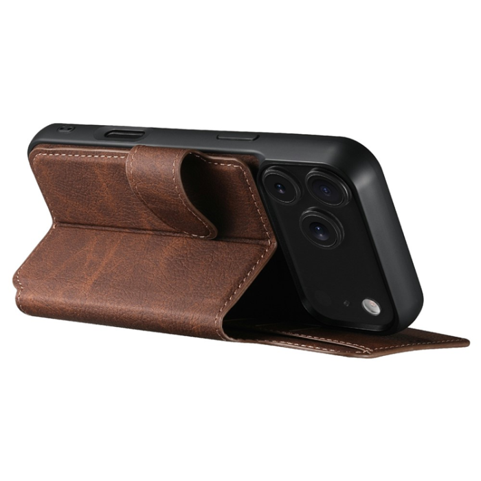 SUTENI - SUTENI iPhone 17 Pro Plånboksfodral Detachable Q-05 - Brun