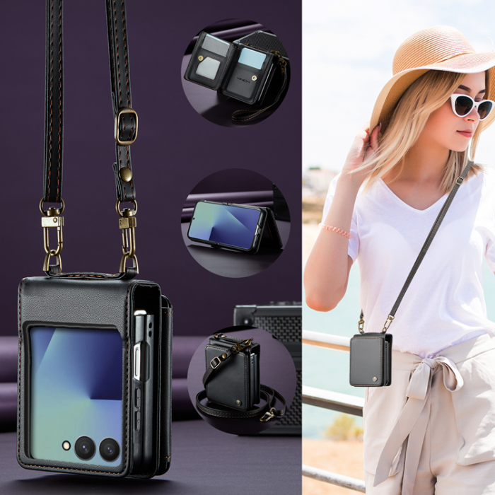 Caseme - CASEME Galaxy Z Flip 7 Plånboksfodral RFID Blocking C22 - Svart