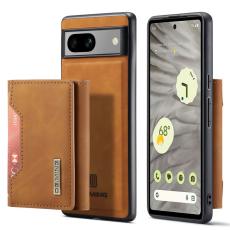 DG.MING - DG.MING Google Pixel 7a Konstl&auml;der Pl&aring;nboksfodral med St&auml;ll - Brun