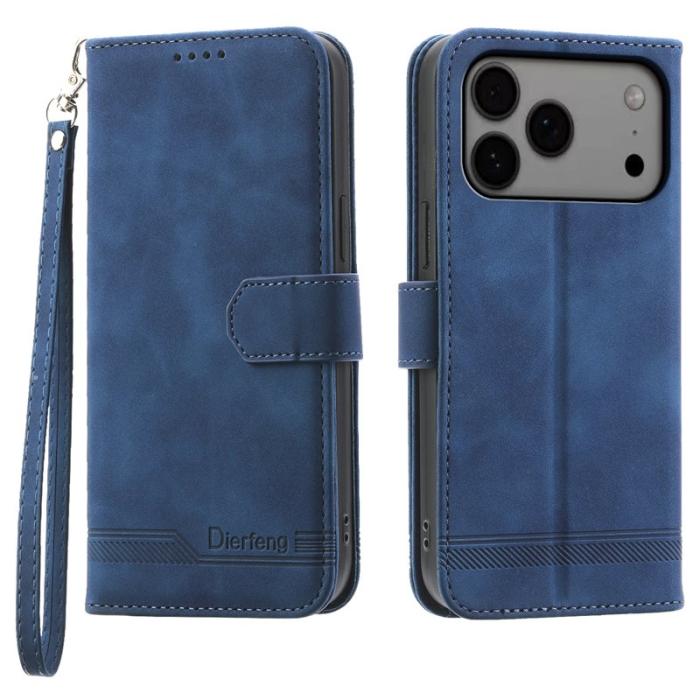 DIERFENG - DIERFENG DF-03 iPhone 17 Pro Max Plånboksfodral Konstläder - Blå