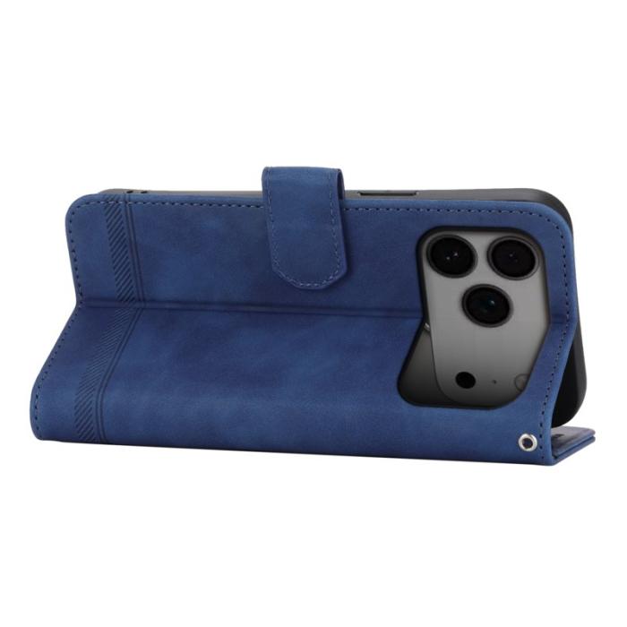 DIERFENG - DIERFENG DF-03 iPhone 17 Pro Max Plånboksfodral Konstläder - Blå