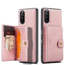 JEEHOOD - JEEHOOD 2-i-1 Konstl&auml;der TPU Pl&aring;nboksfodral Sony Xperia 10 III Ros&eacute;guld