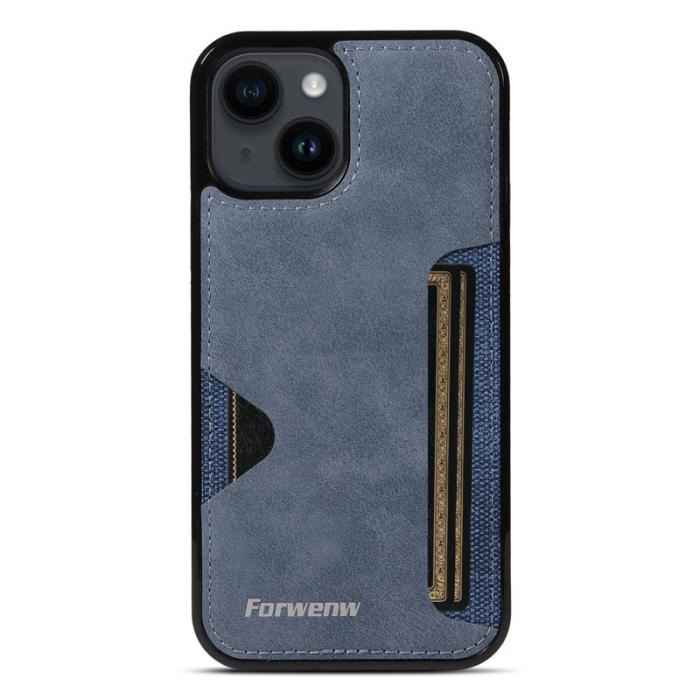 FORWENW - FORWENW F5 Series iPhone 15 Fodral KonstLäder - Blå