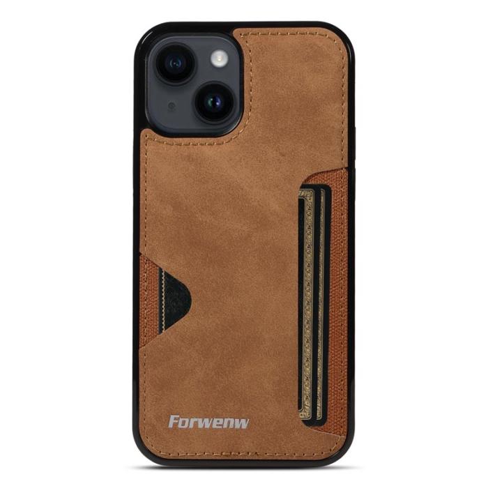 FORWENW - FORWENW F5 Series iPhone 15 Fodral KonstLäder - Brun