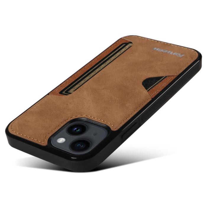 FORWENW - FORWENW F5 Series iPhone 15 Fodral KonstLäder - Brun