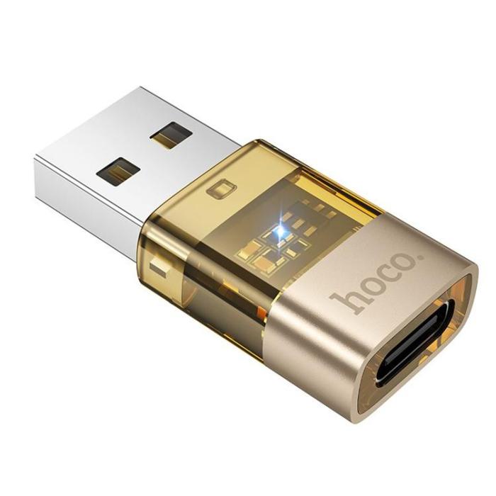 Hoco - HOCO USB-A till USB-C Adapter UA36C - Guld
