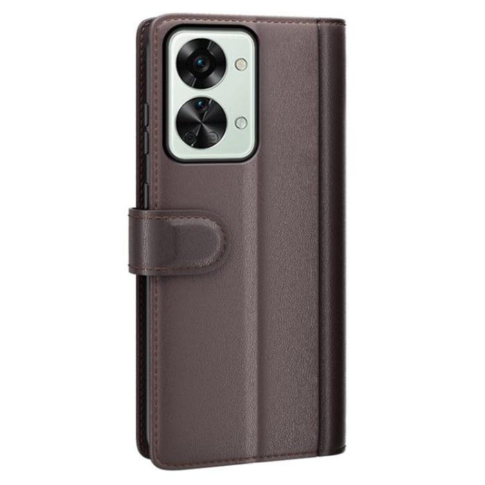 A-One Brand - OnePlus Nord 2T 5G Plånboksfodral Äkta Läder Flip Folio - Brun