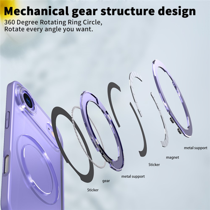 A-One Brand - iPhone Air Mobilskal Ring Kickstand TPU PC Clear - Lila