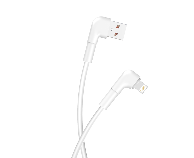Maxlife Vinklad USB-A till Lightning kabel 1m 2.4A MXUC-09 - Vit | 3541 | AlltMobil