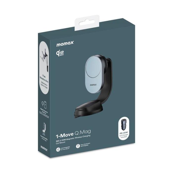 MOMAX - MOMAX Qi2 Bilmontering MagSafe 25W Trådlös Laddare 1-Move Q.Mag