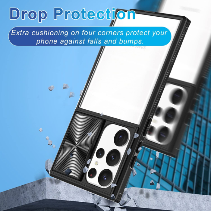 OEM - Galaxy S22 Ultra Mobilskal Kamera Slider - Svart