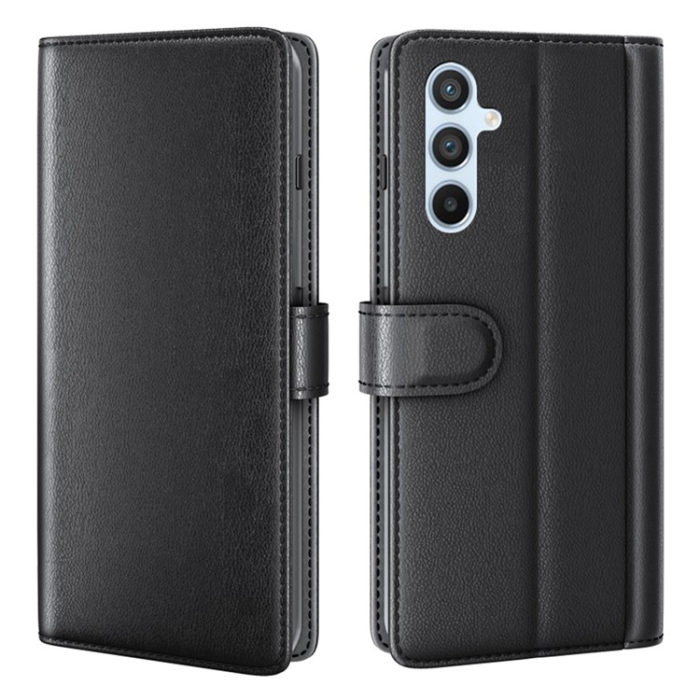 A-One Brand - Galaxy A34 5G Plånboksfodral Äkta Läder Folio Flip - Svart