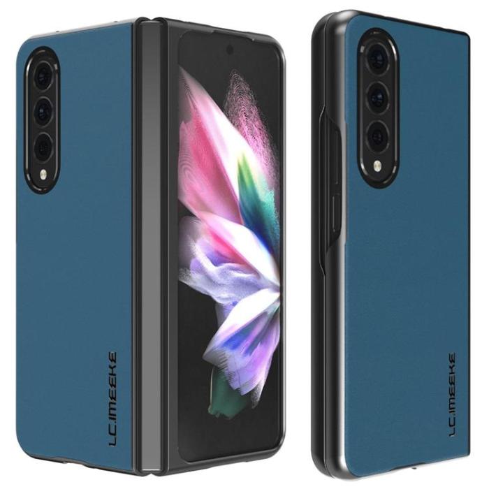 LC.imeeke - LC.IMEEKE Galaxy Z Fold 4 Skal TPU-ram Läder - Blå