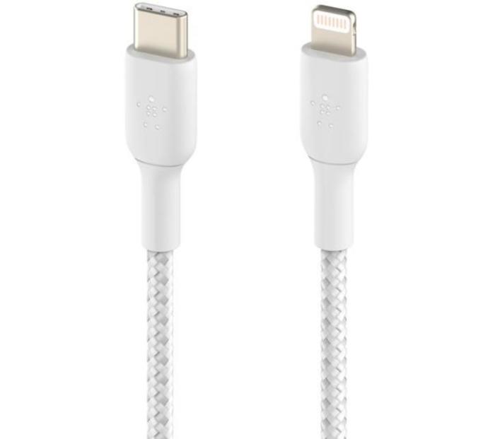 UTGATT1 - Belkin Flätad USB-C Till Lightning Kabel 2M - Vit