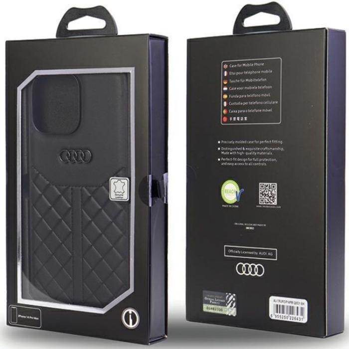 Audi - Audi iPhone 14 Pro Max Mobilskal Äkta Läder - Svart