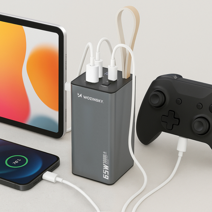 Wozinsky - Wozinsky Powerbank 30000mAh 65W 2xUSB-C 1xUSB-A - Svart