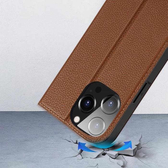 Dux Ducis - Dux Ducis iPhone 14 Pro Max Plånboksfodral Skin X2 - Brun