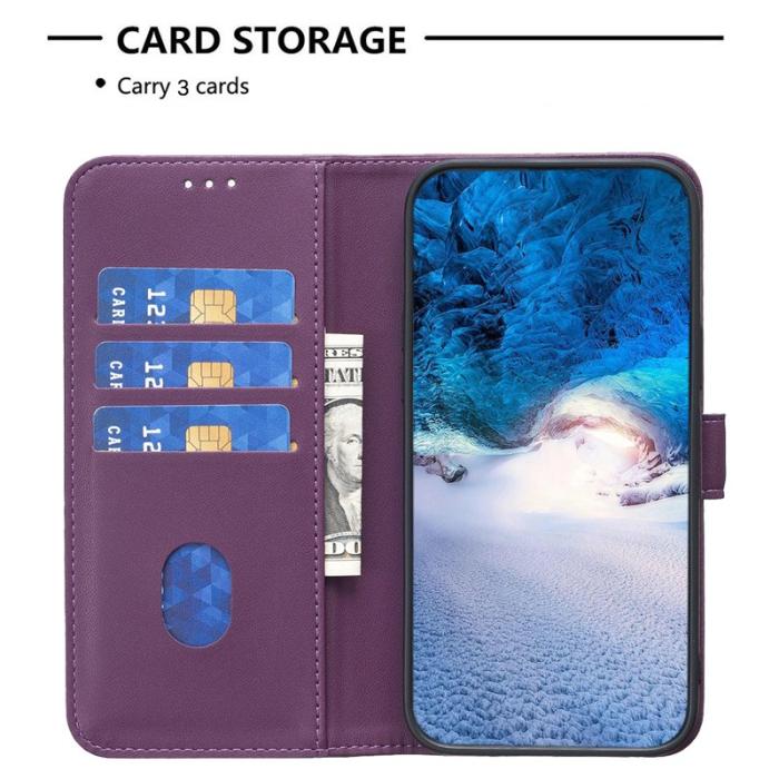 BINFEN COLOR - BINFEN Samsung Galaxy S26 Plus Fodral Folio Flip Konstläder - Mörklila