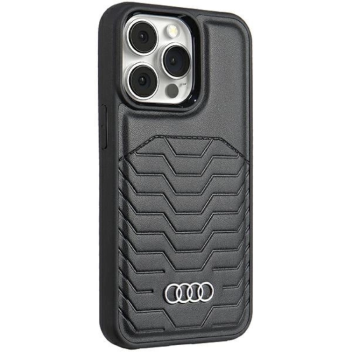 Audi - Audi iPhone 15 Pro Max Mobilskal Magsafe Syntetiskt Läder - Svart