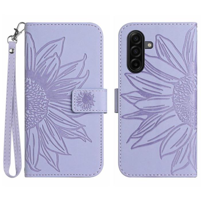 OEM - Samsung Galaxy S26 Plånboksfodral Konstläder Solrostryck - Lila