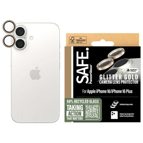 SAFE by PanzerGlass iPhone 16/16 Plus Kameralinsskydd Skärmskydd - Guld | 5468 | AlltMobil