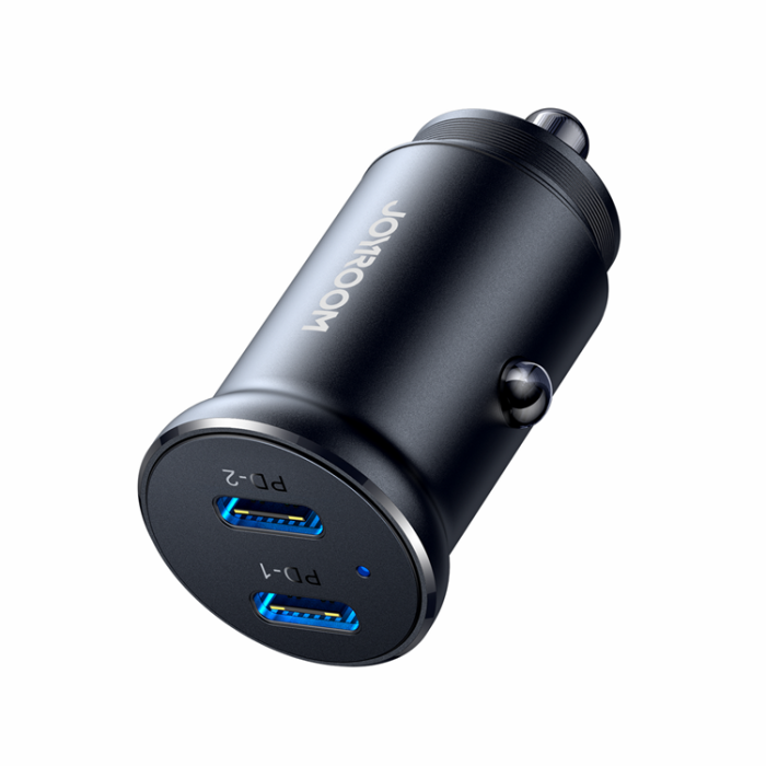 Joyroom - Joyroom Mini Metall Billaddare 30W 2x USB-C - Svart