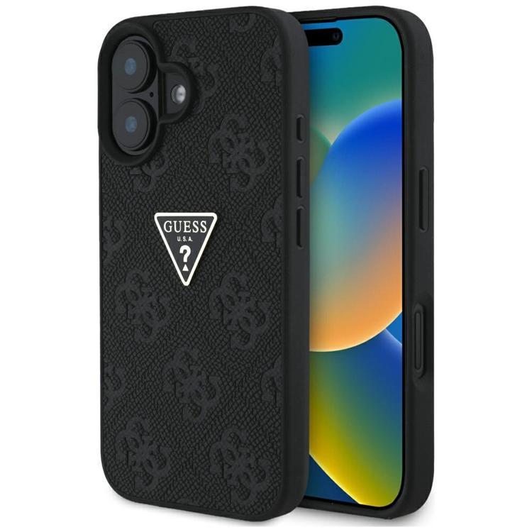 Guess Mobilskal till iPhone 16 Hot Stamp 4G Triangle Logo - Svart | 2353 | AlltMobil