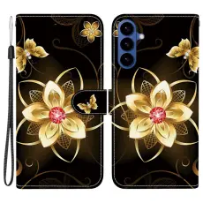 OEM - Samsung Galaxy S26 / S26 Pro Pl&aring;nboksfodral M&ouml;nstertryck Konstl&auml;der - Guldblomma